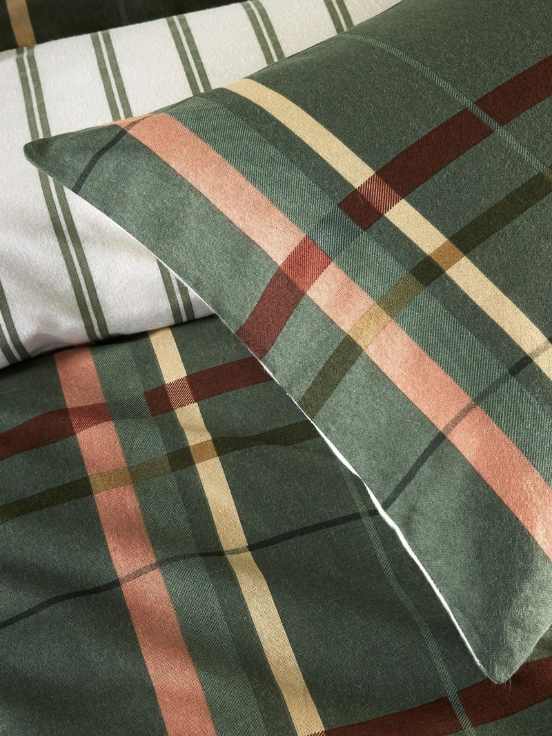 Vantona green plaid duvet cover set (British brand)