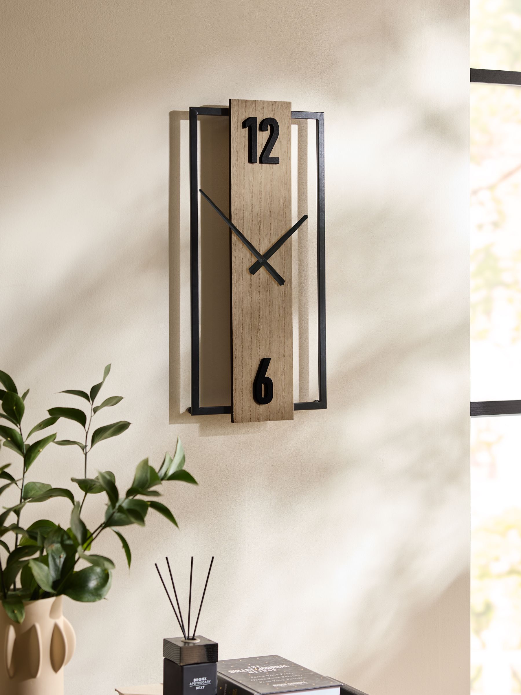 Bronx Natural Slimline Wall Clock 25cm, imported from the UK