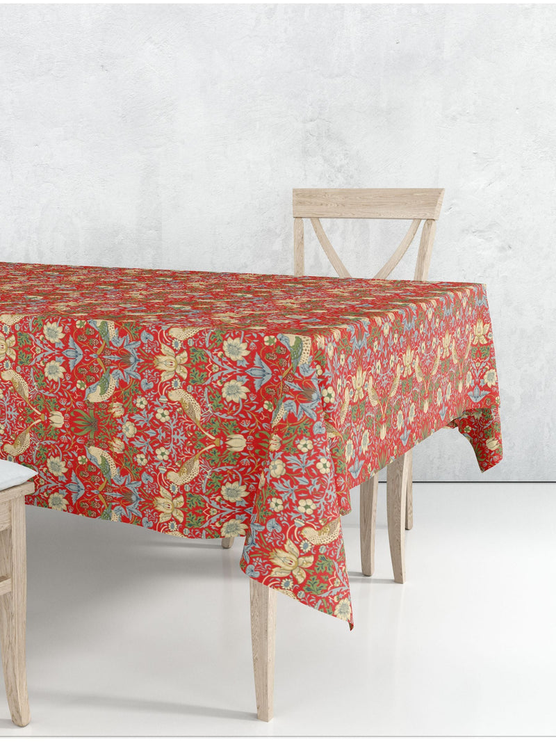 William Morris Gallery Red Strawberry Thief tablecloth 132x178cm (British brand)