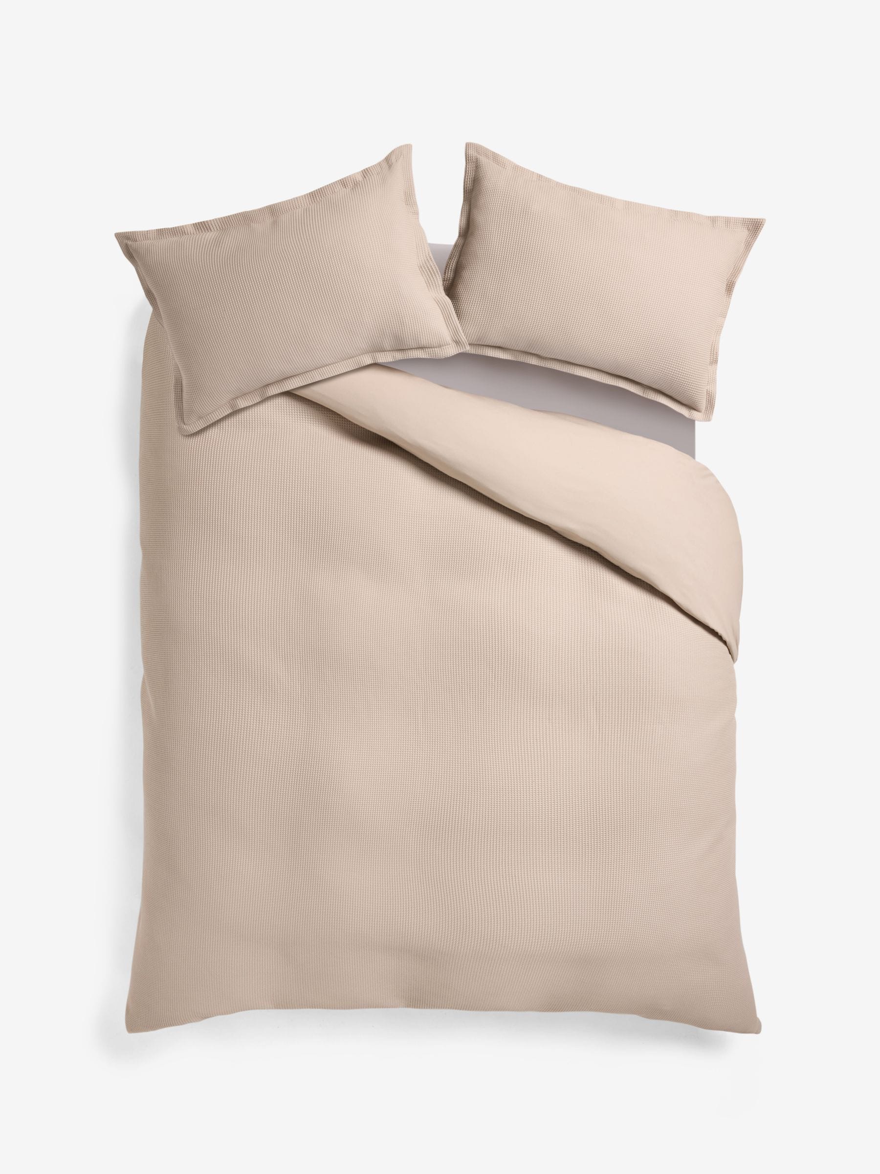 Natural waffle duvet cover and pillowcase set, imported from the UK