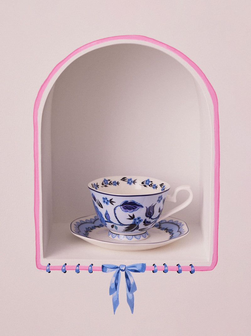 Cath Kidston Strawberry Garden Teacup And Saucer Set Of 2