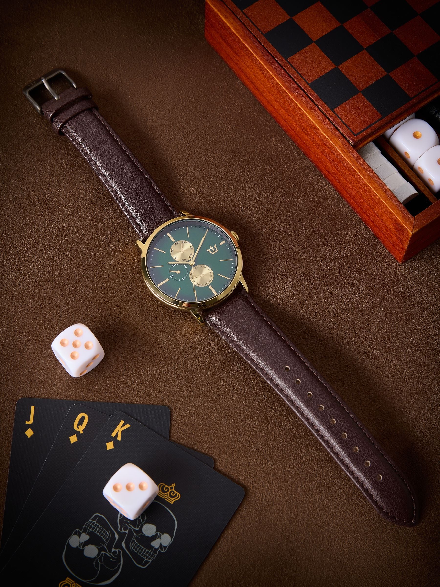 Brown Gold Vertical Dial Analog Watch - British product