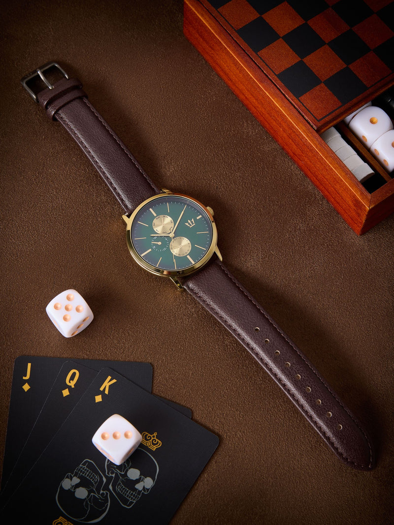 Brown Gold Vertical Dial Analog Watch - British product