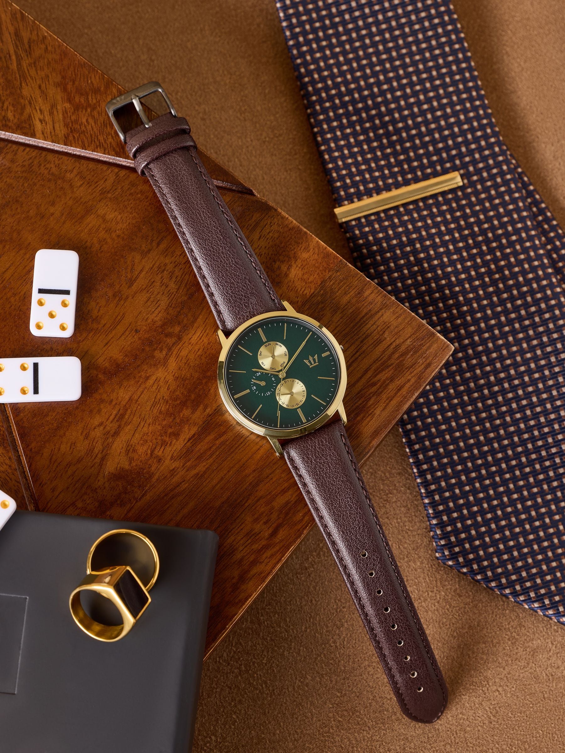 Brown Gold Vertical Dial Analog Watch - British product