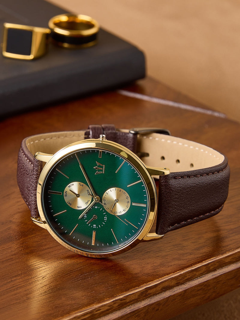 Brown Gold Vertical Dial Analog Watch - British product