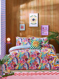 180 Thread Count Reversible Duvet Cover and Pillowcase Set with Bows and Ribbons Design