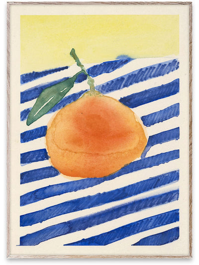 Paper Collective Yellow Orange Framed Wall Art Print in Naural Oak Frame