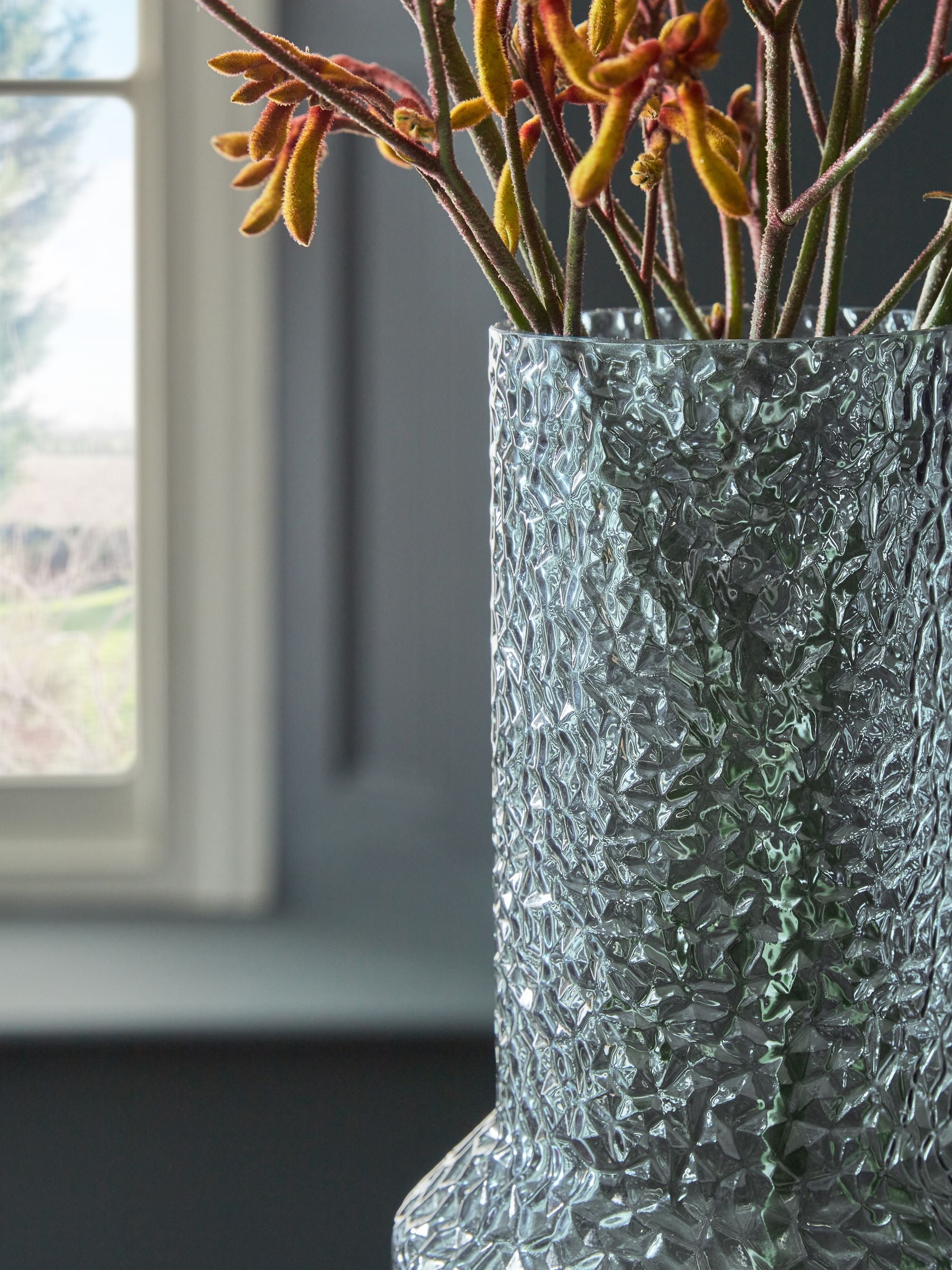 Blue Medium Medium Textured Glass Vase