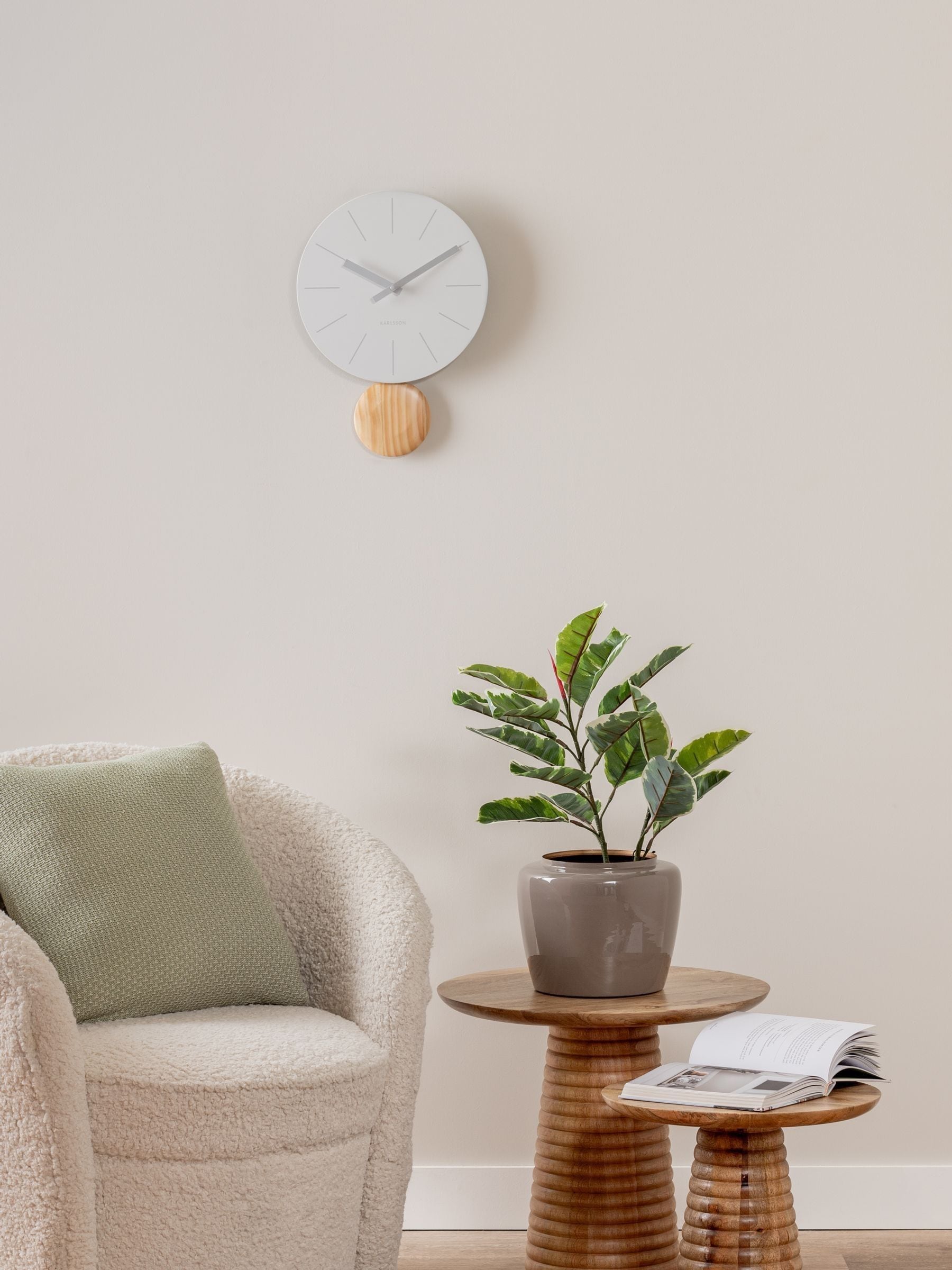 Karlsson White Arlo Pendulum Wall Clock