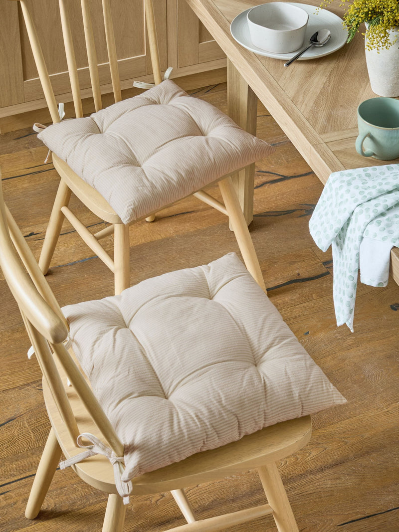 Natural Bronx stripe chair cushions set of 2, imported from the UK