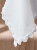 White cotton tablecloth with wiggle trim (British brand)