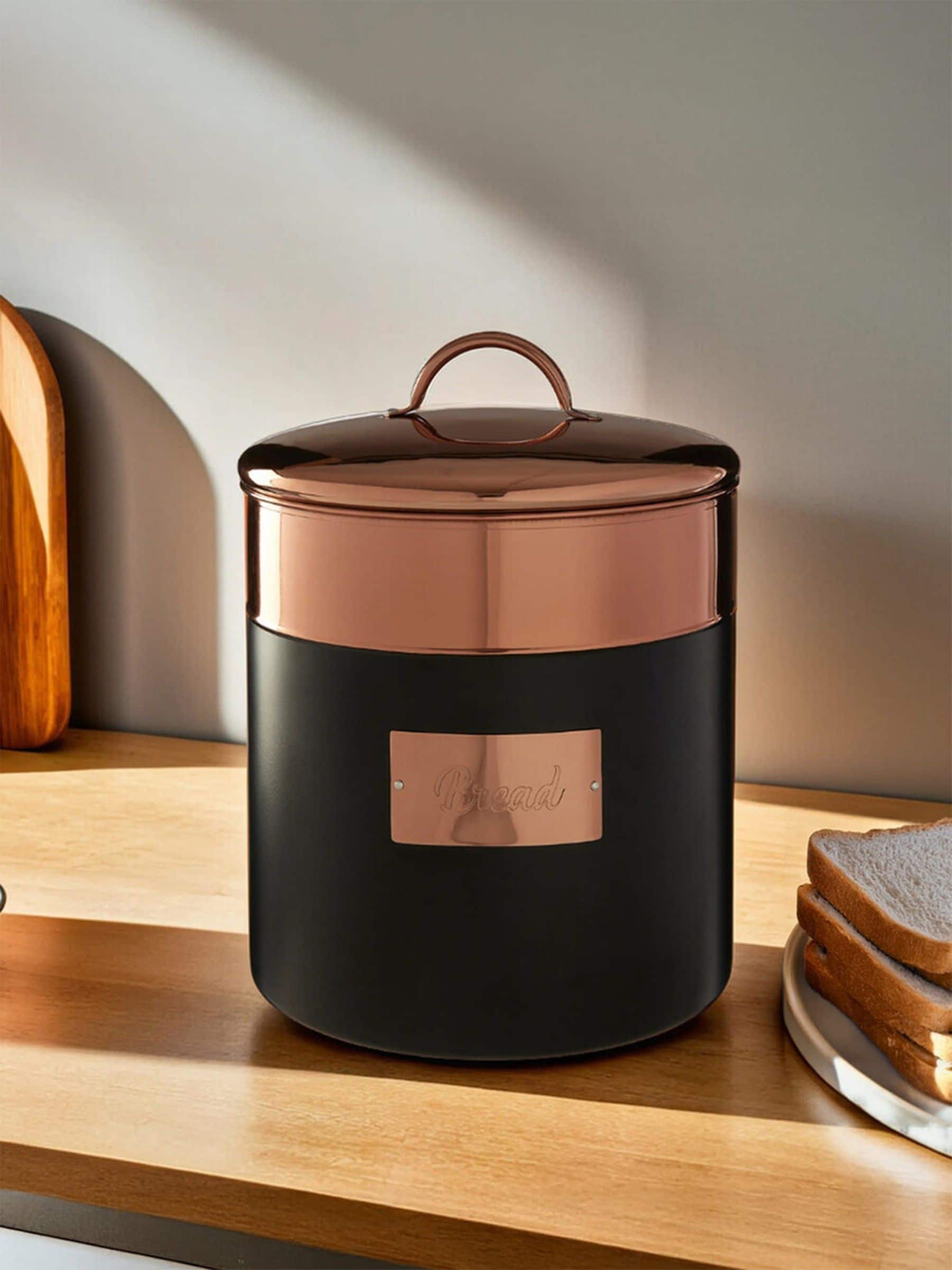 Interiors by Premier Black Prescott Copper bread bin 27x21x21cm, UK version
