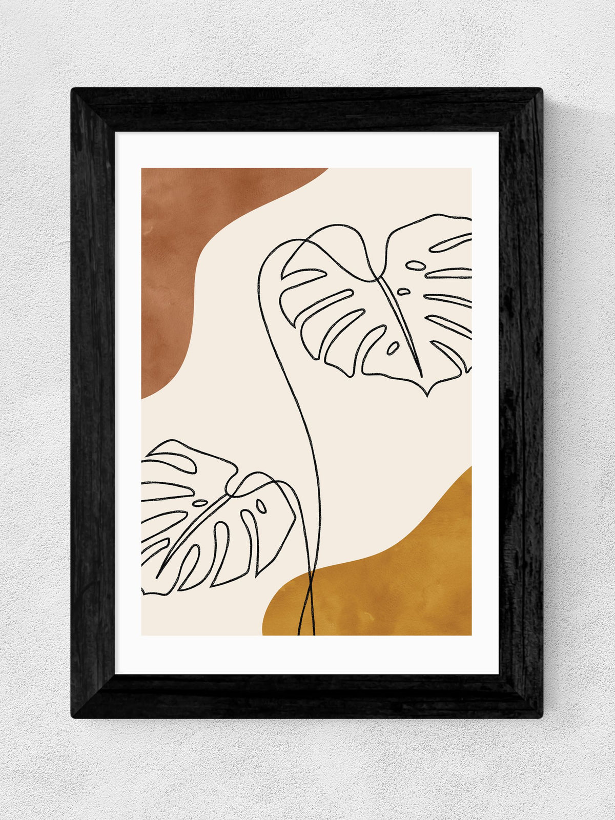 East End Prints Black One Line Monstera Framed Art Print