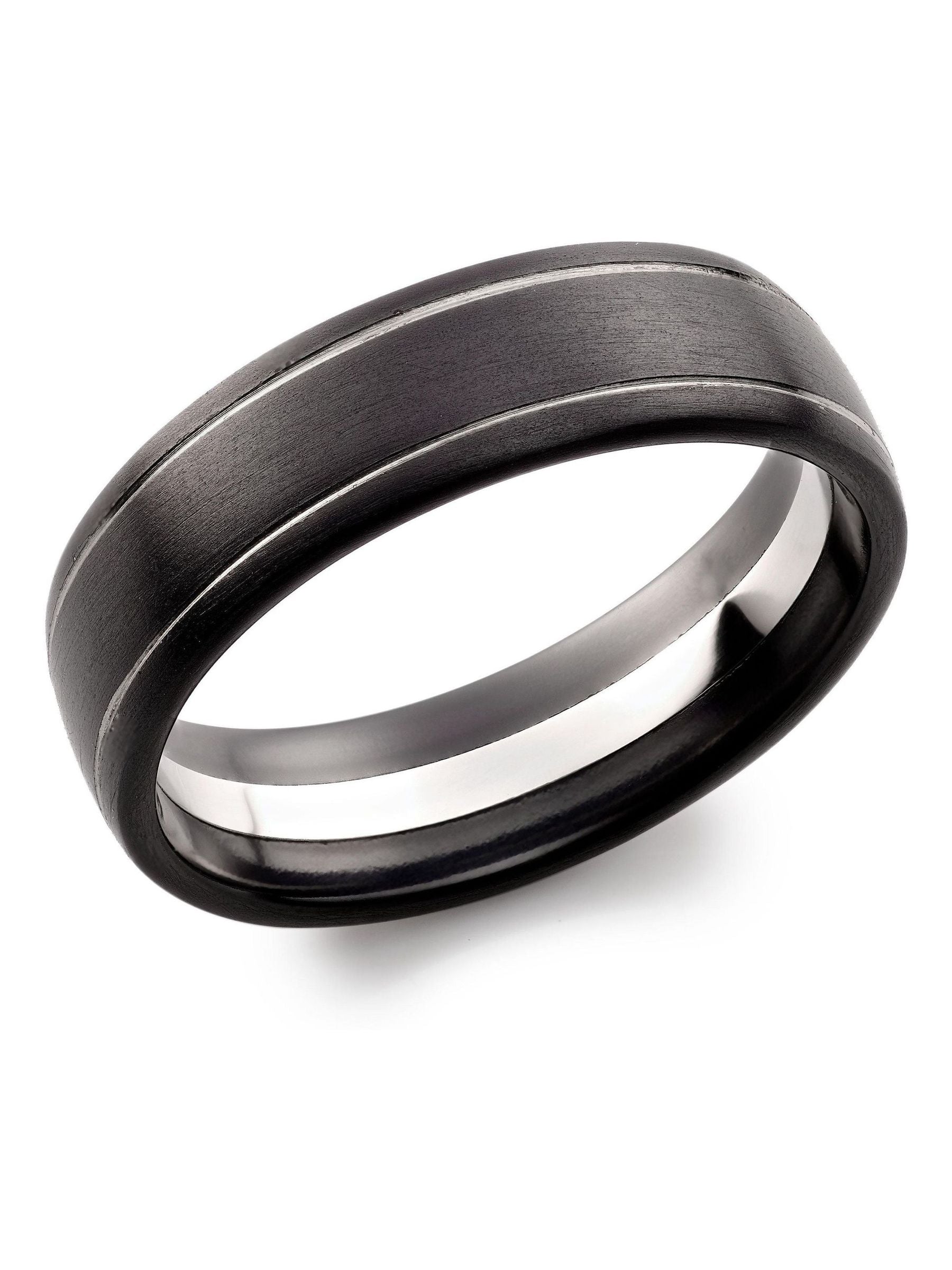Beaverbrooks black platinum and zirconium wedding ring 7mm - British product
