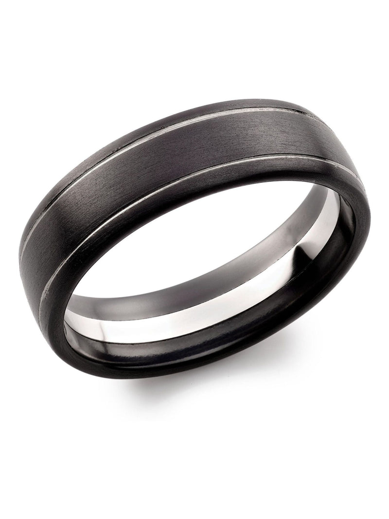 Beaverbrooks black platinum and zirconium wedding ring 7mm - British product