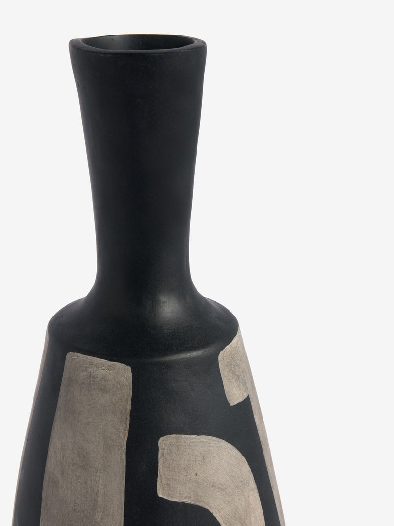 French Connection Black Hand Painted Papier Mache Vase
