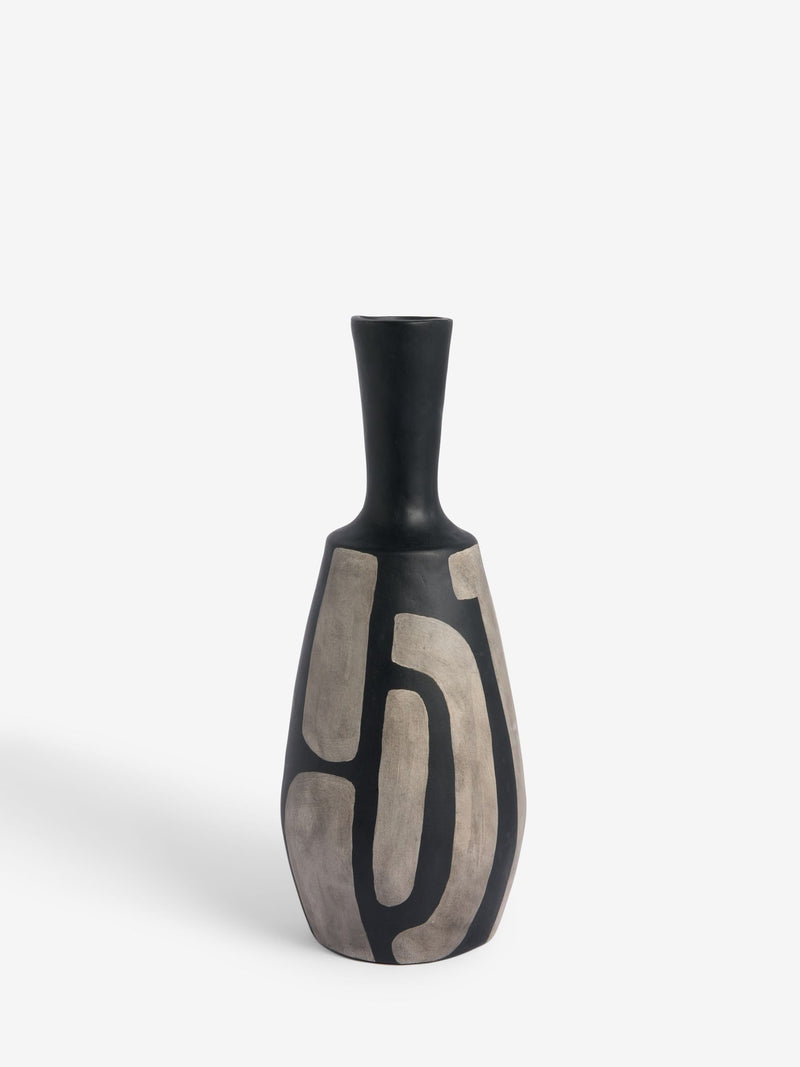 French Connection Black Hand Painted Papier Mache Vase