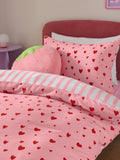 Pink Red Hearts Duvet Cover and Pillowcase Set