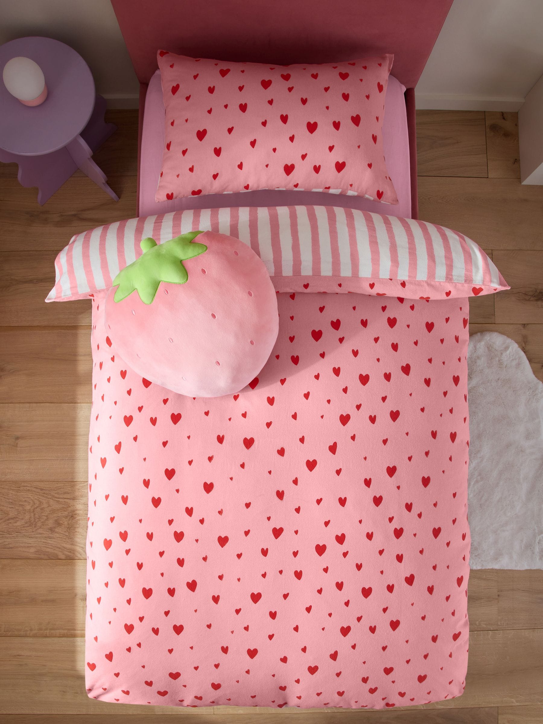 Pink Red Hearts Duvet Cover and Pillowcase Set