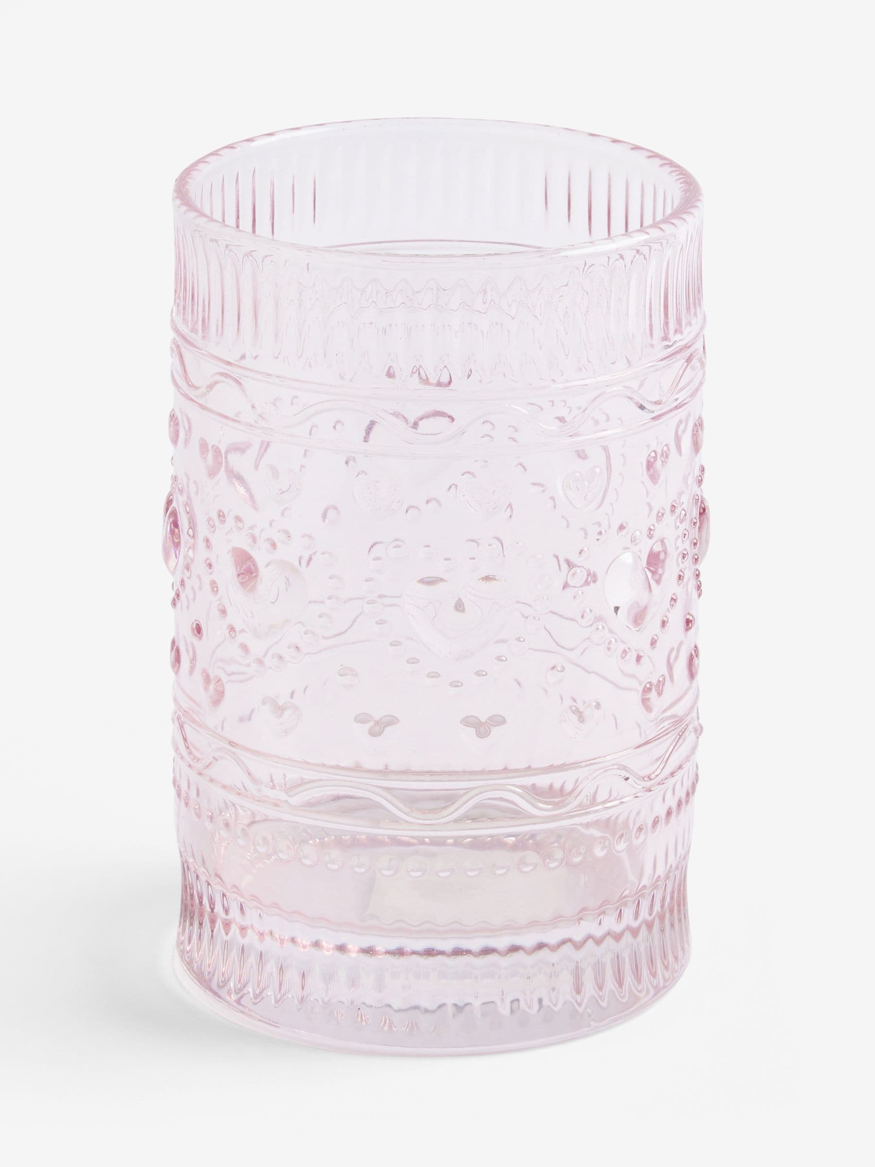 Pink Heart Pressed Tumbler Glasses Set of 2 (British brand)