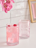 Pink Heart Pressed Tumbler Glasses Set of 2 (British brand)