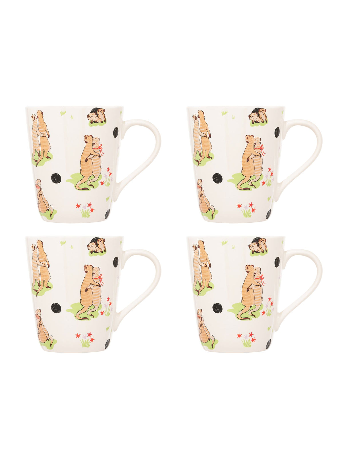 Cath Kidston Green Meerkats Stanley Mug Set Of 4