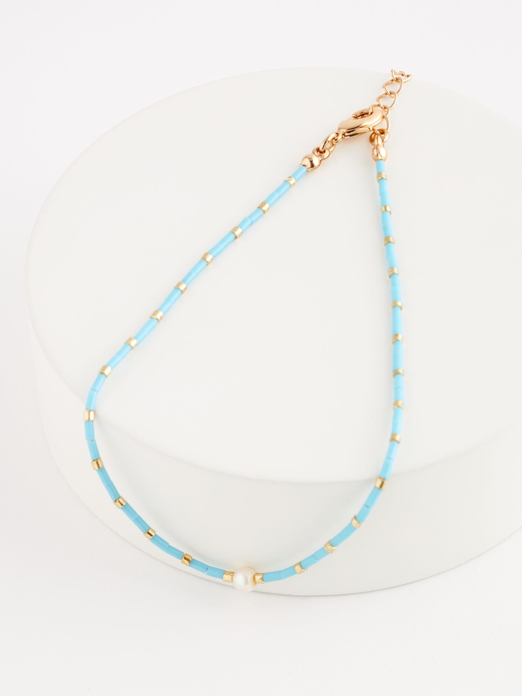 Blue beaded anklet - British product