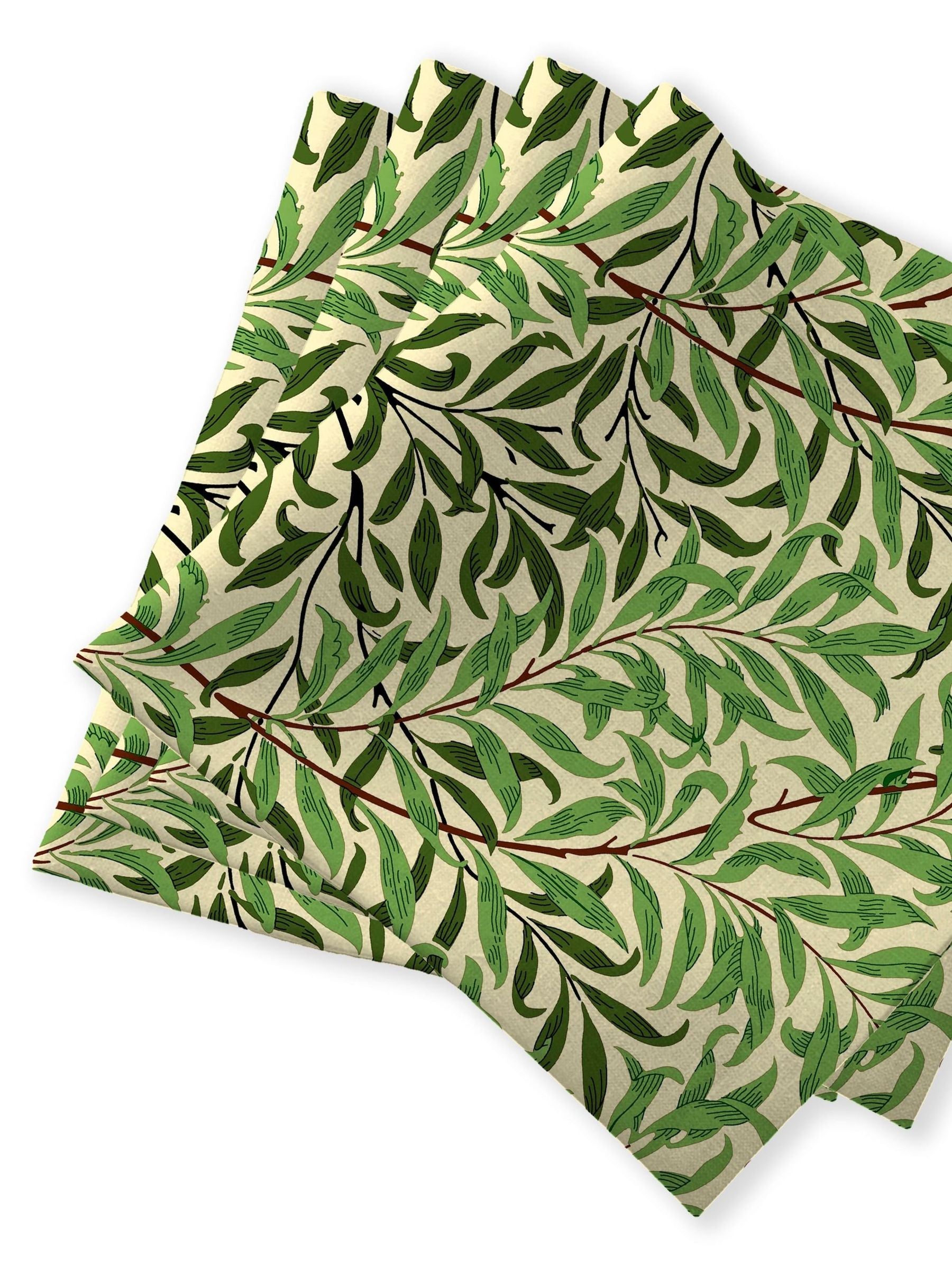 William Morris Gallery Green Willow Boughs Pack of 4 100% Cotton Napkins