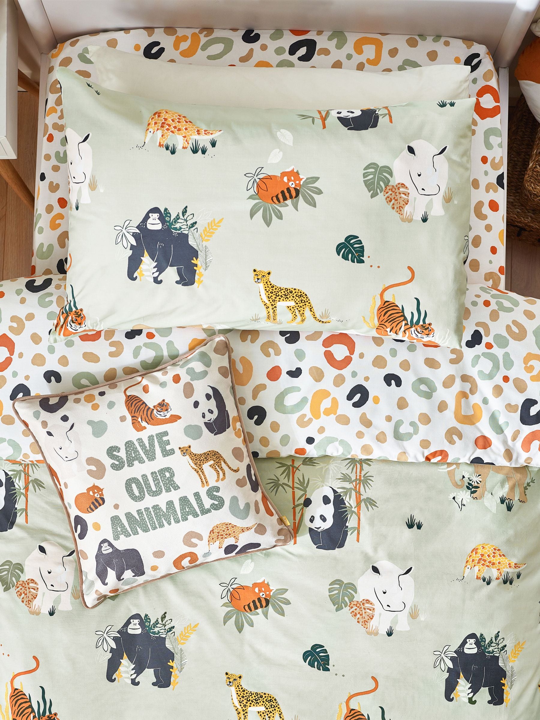 Little Furn Multi & Green Wildlife Animal Duvet Cover Set