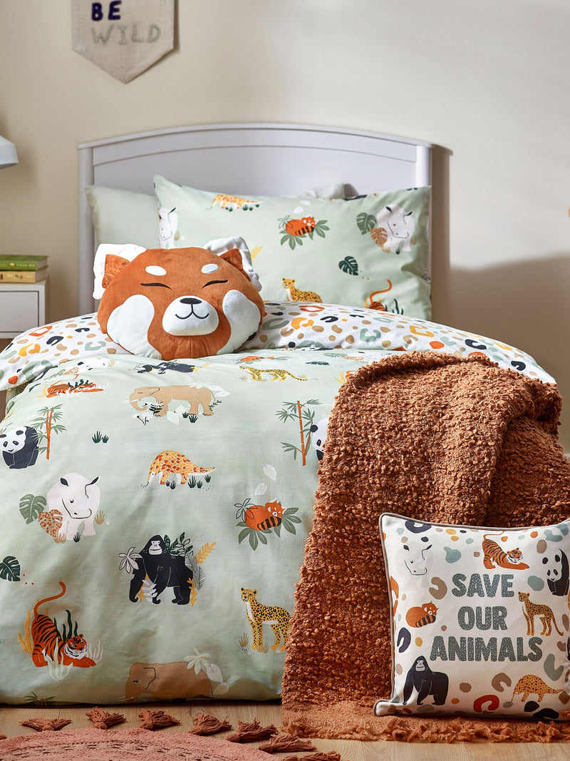 Little Furn Multi & Green Wildlife Animal Duvet Cover Set