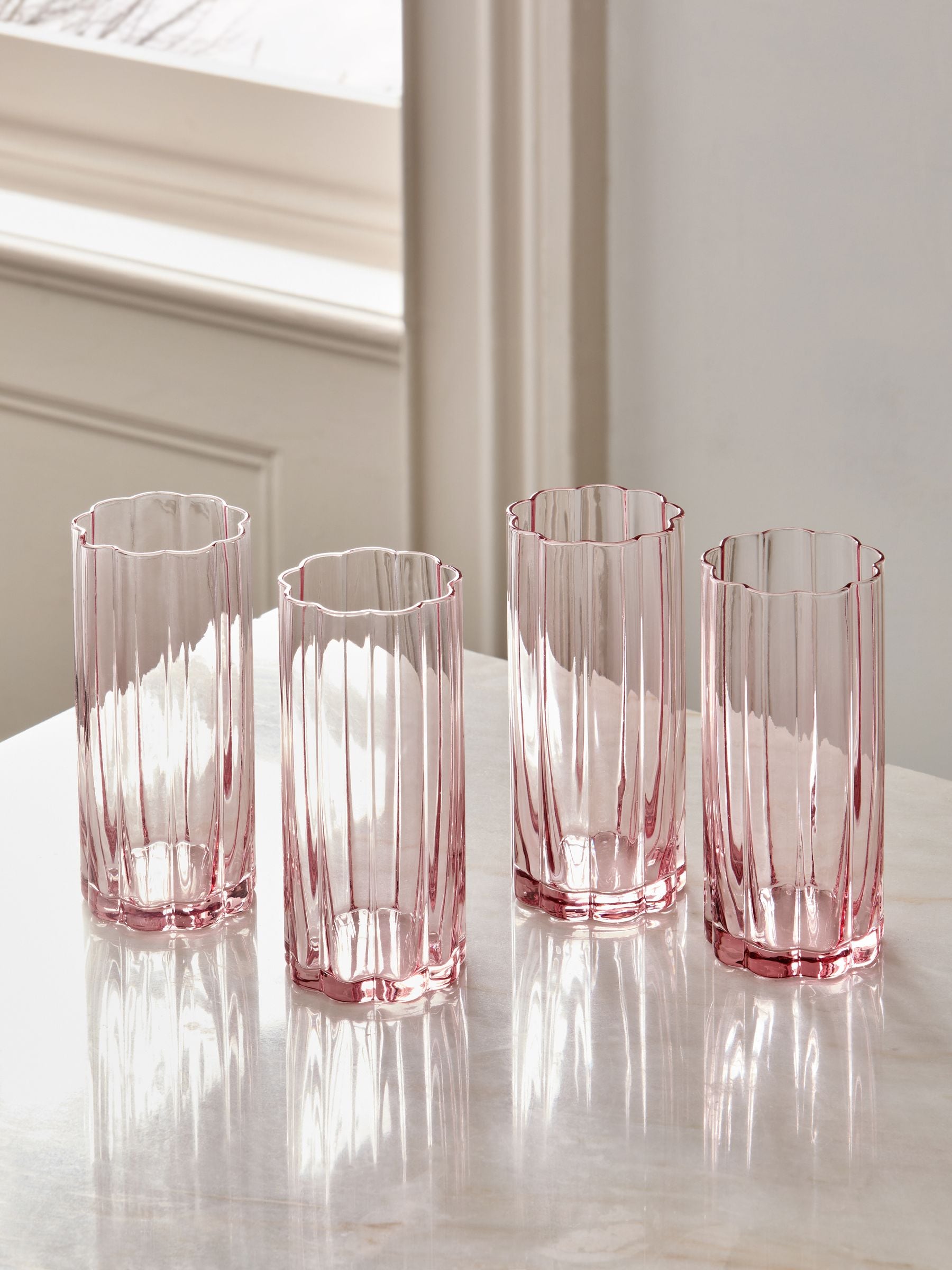 Ottilie Pink Set of 4 Tall Tumbler Glasses