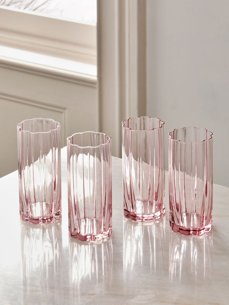 Ottilie Pink Set of 4 Tall Tumbler Glasses