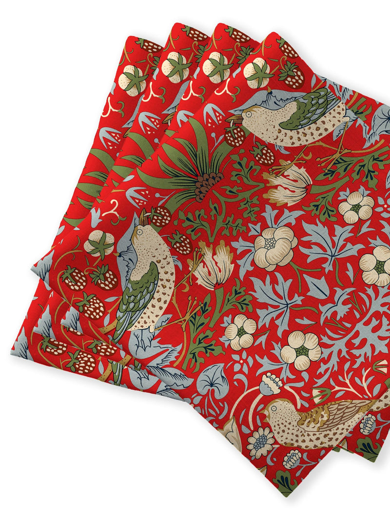 William Morris Gallery Red Pimpernel cotton napkins pack of 4 43x43cm (British brand)