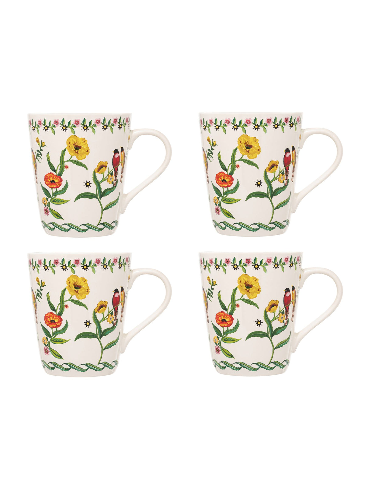 Cath Kidston Green Summer Birds Stanley Mug Set Of 4