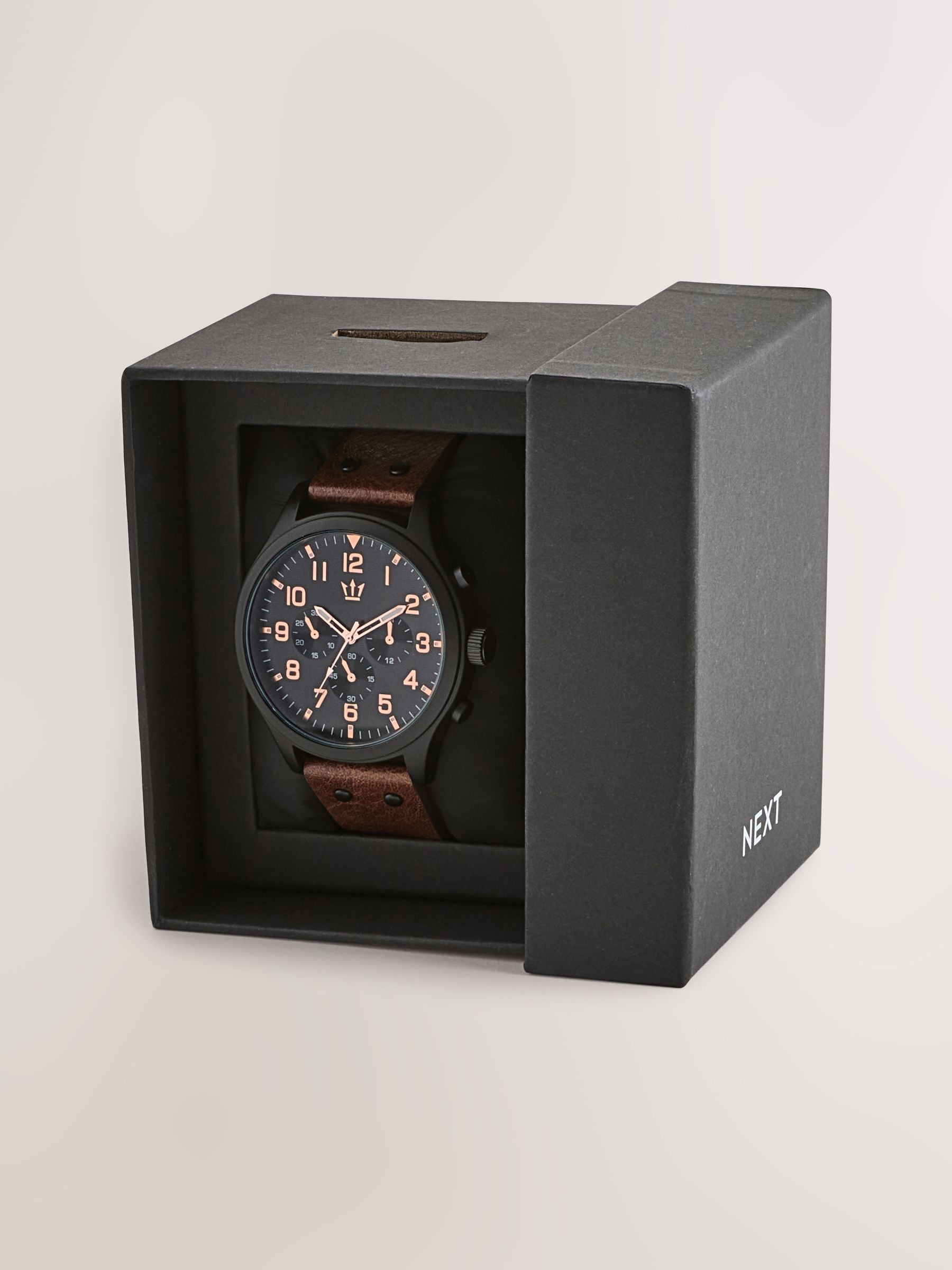 Brown Strap Chunky Watch