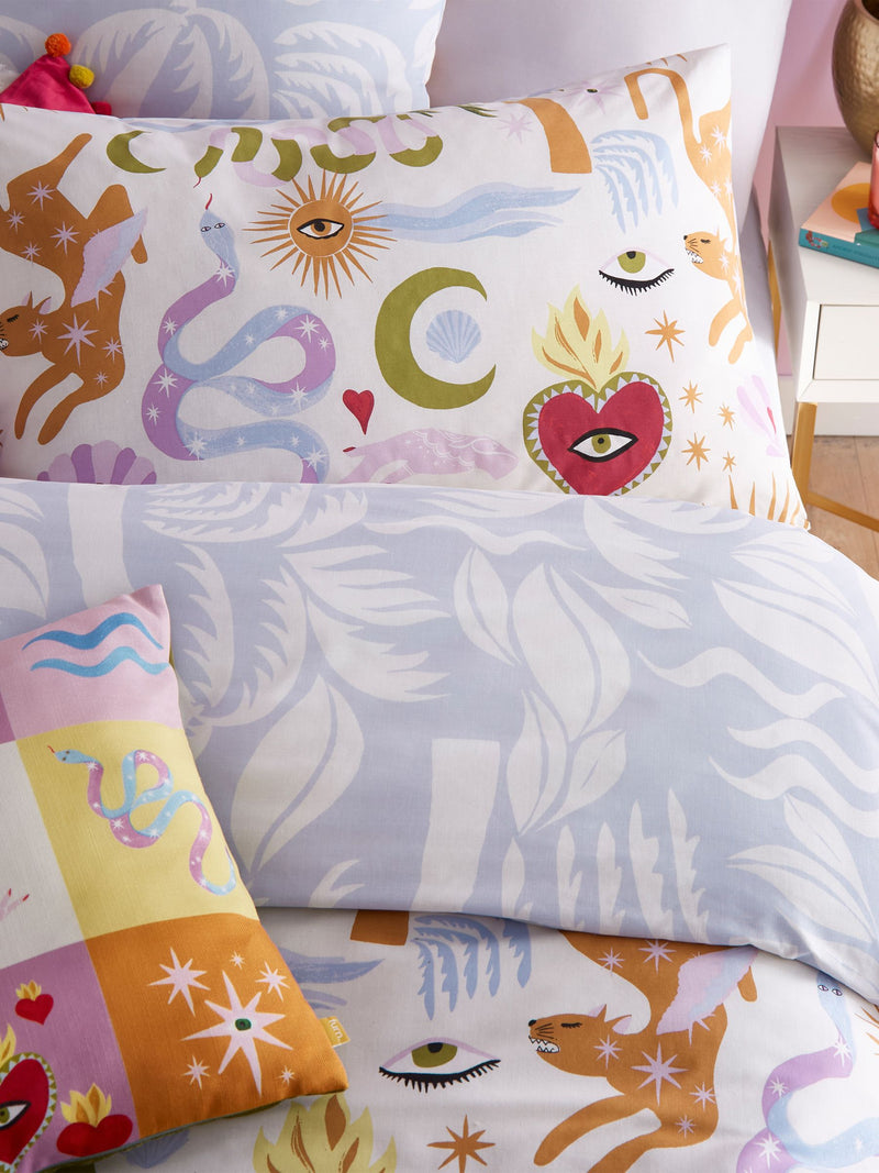 Multicolour Alchemy Reversible Duvet Cover and Pillowcase Set, imported from the UK