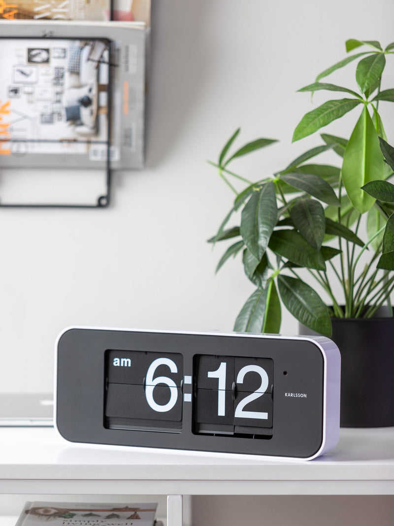 Karlsson white wide flip wall clock, UK version