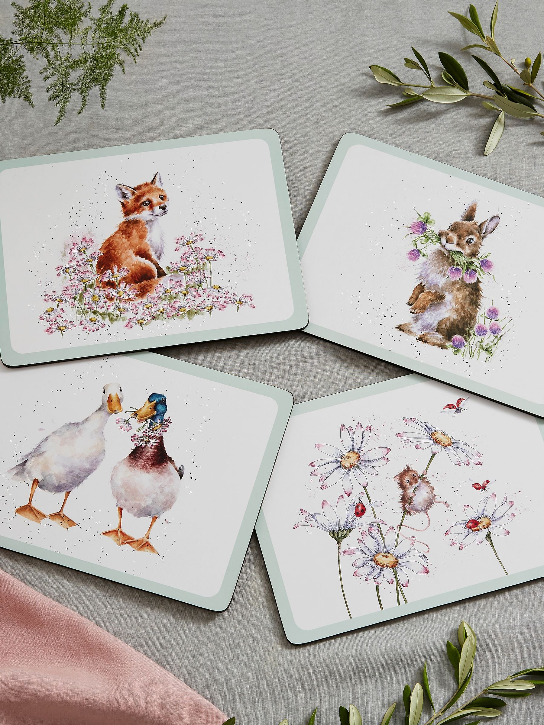 Royal Worcester Wrendale Designs Wildflowers placemats set of 4 40x29cm (British brand)