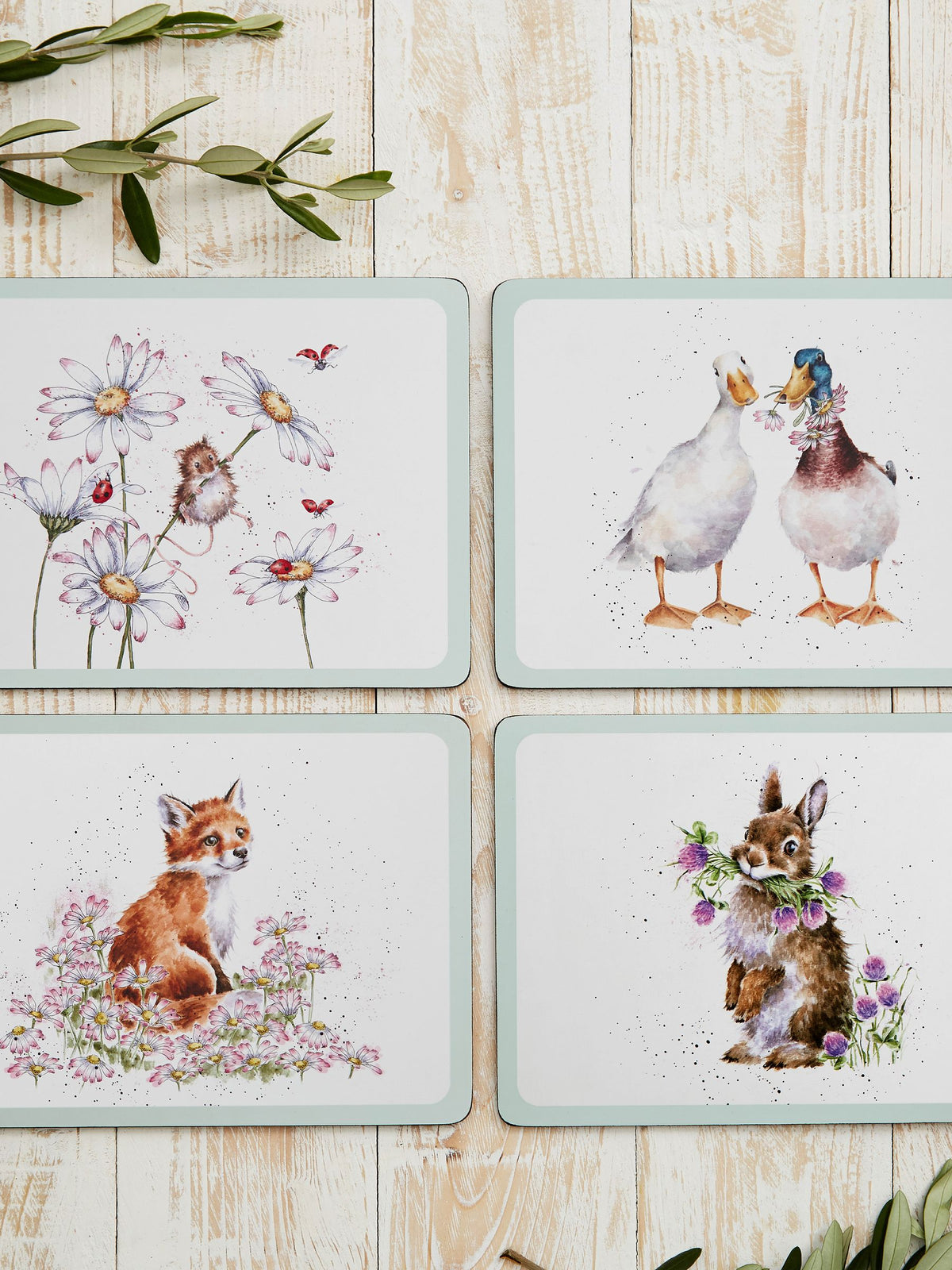 Royal Worcester Wrendale Designs Wildflowers placemats set of 4 40x29cm (British brand)