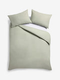 Sage green brushed cotton duvet cover and pillowcase set (British brand)
