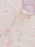 Pink hearts and bows wipe clean tablecloth, imported from the UK