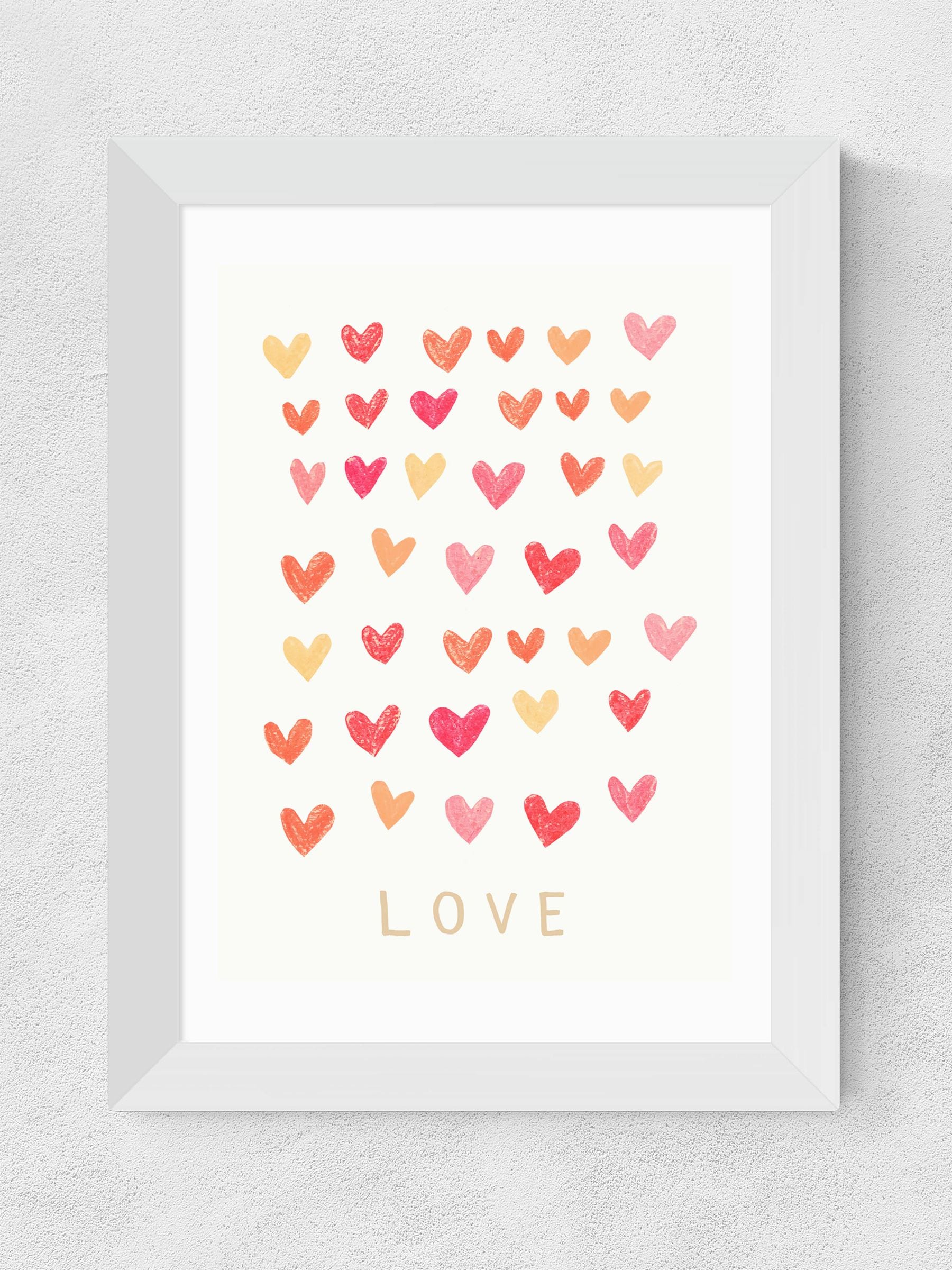 East End Prints White Love Heart Framed Art Print
