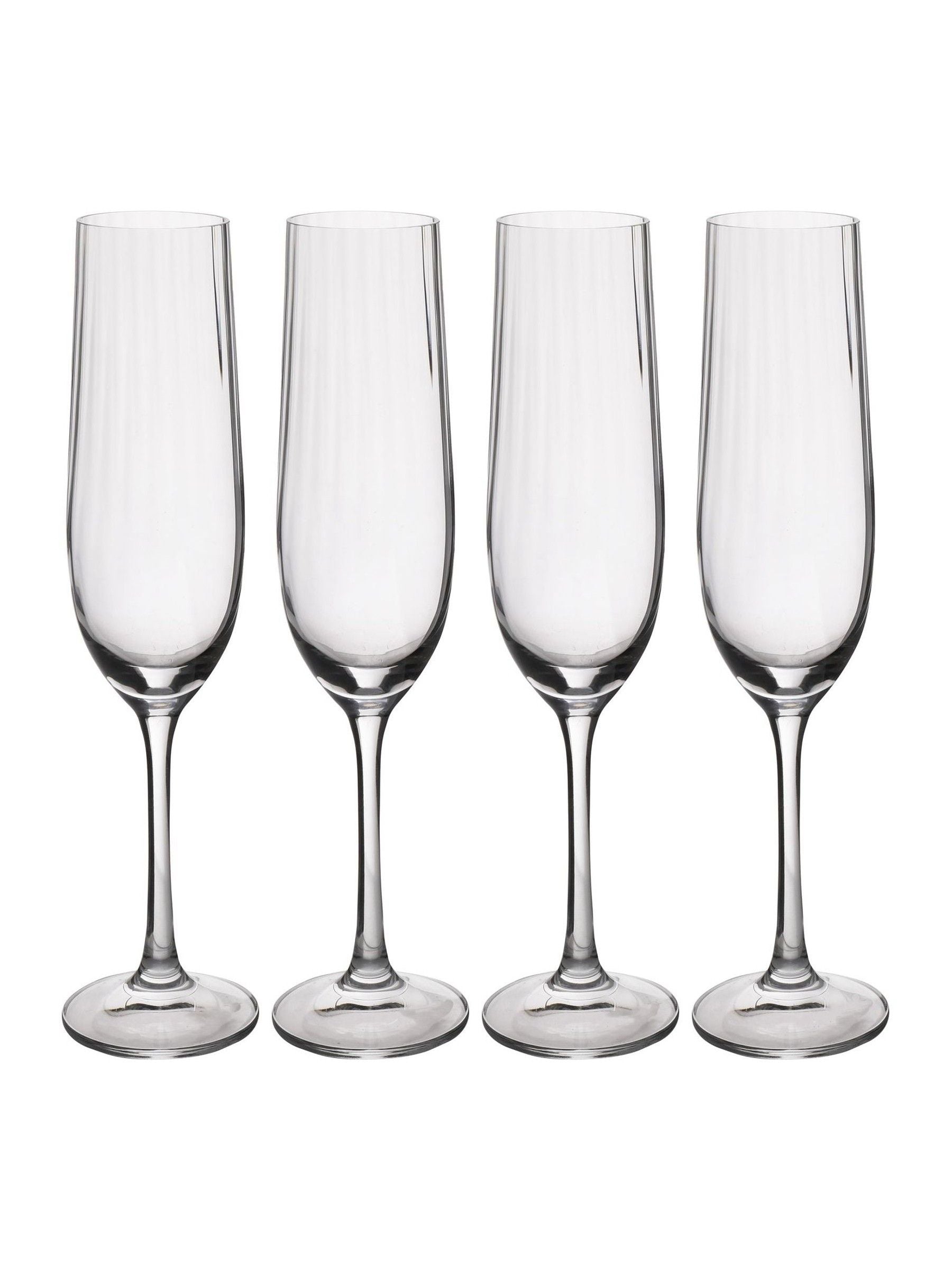Mikasa Treviso ribbed crystal champagne flutes set of 4, imported from the UK