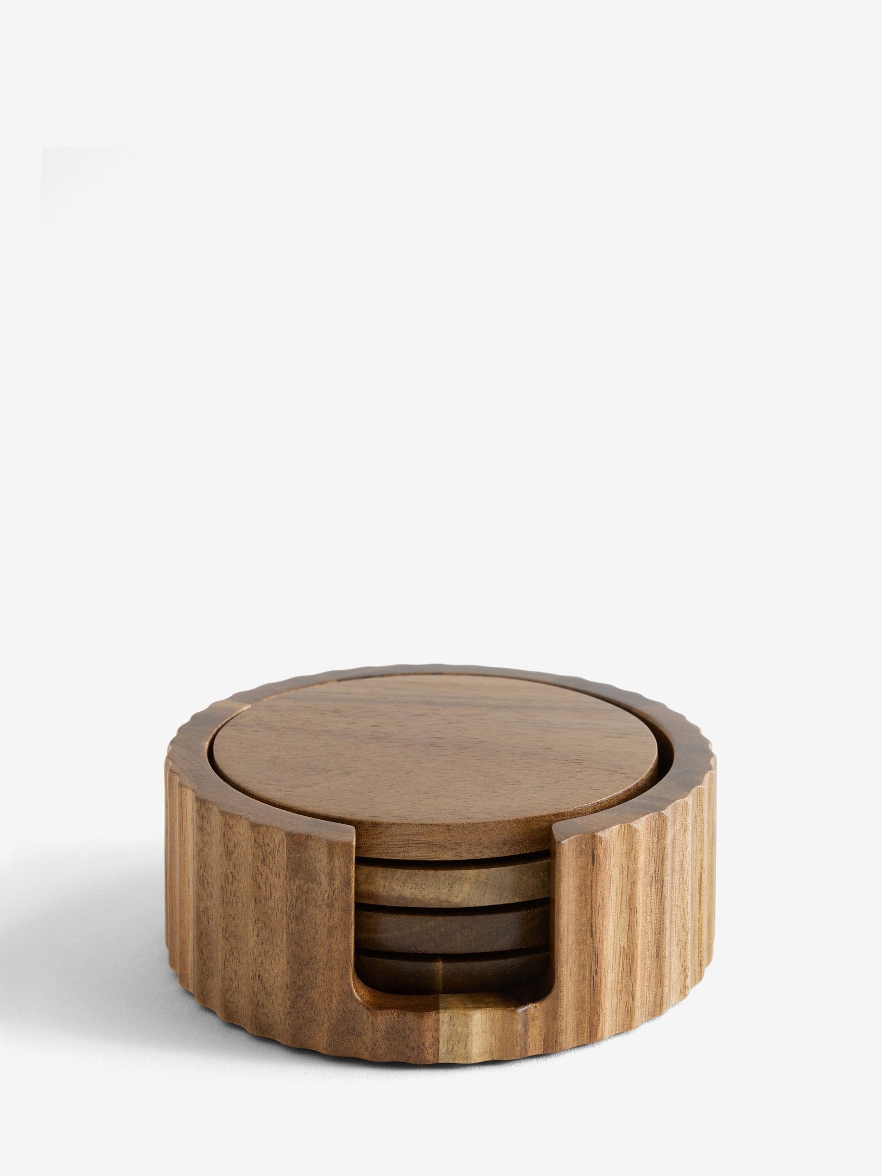 Natural stamford wooden coasters and holder set of 4 (British brand)