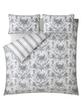 Laura Ashley Grey Charcoal Reversible 100% Cotton Sateen 200 Thread Count Tuileries Duvet Cover and Pillowcase Set