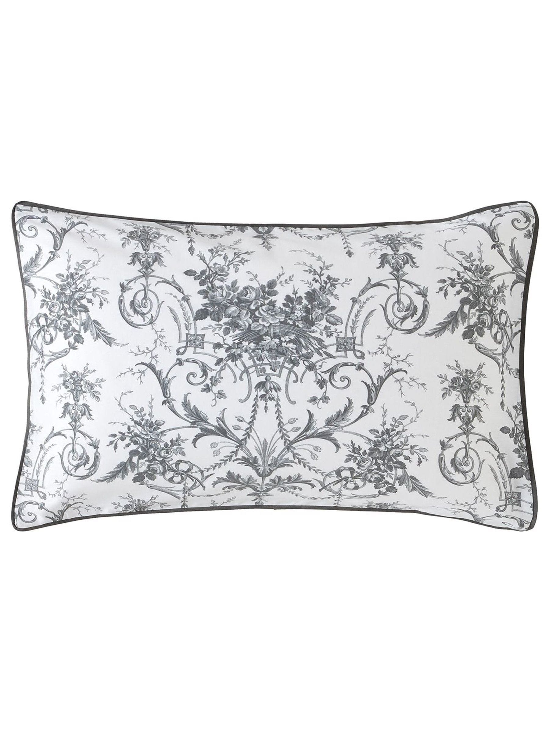 Laura Ashley Grey Charcoal Reversible 100% Cotton Sateen 200 Thread Count Tuileries Duvet Cover and Pillowcase Set