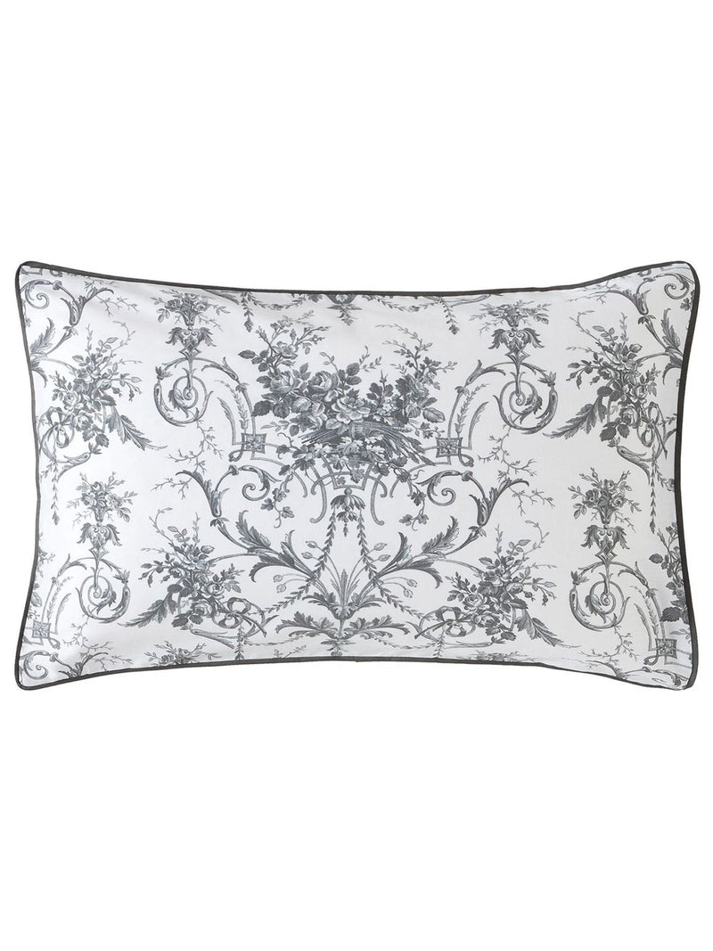 Laura Ashley Grey Charcoal Reversible 100% Cotton Sateen 200 Thread Count Tuileries Duvet Cover and Pillowcase Set