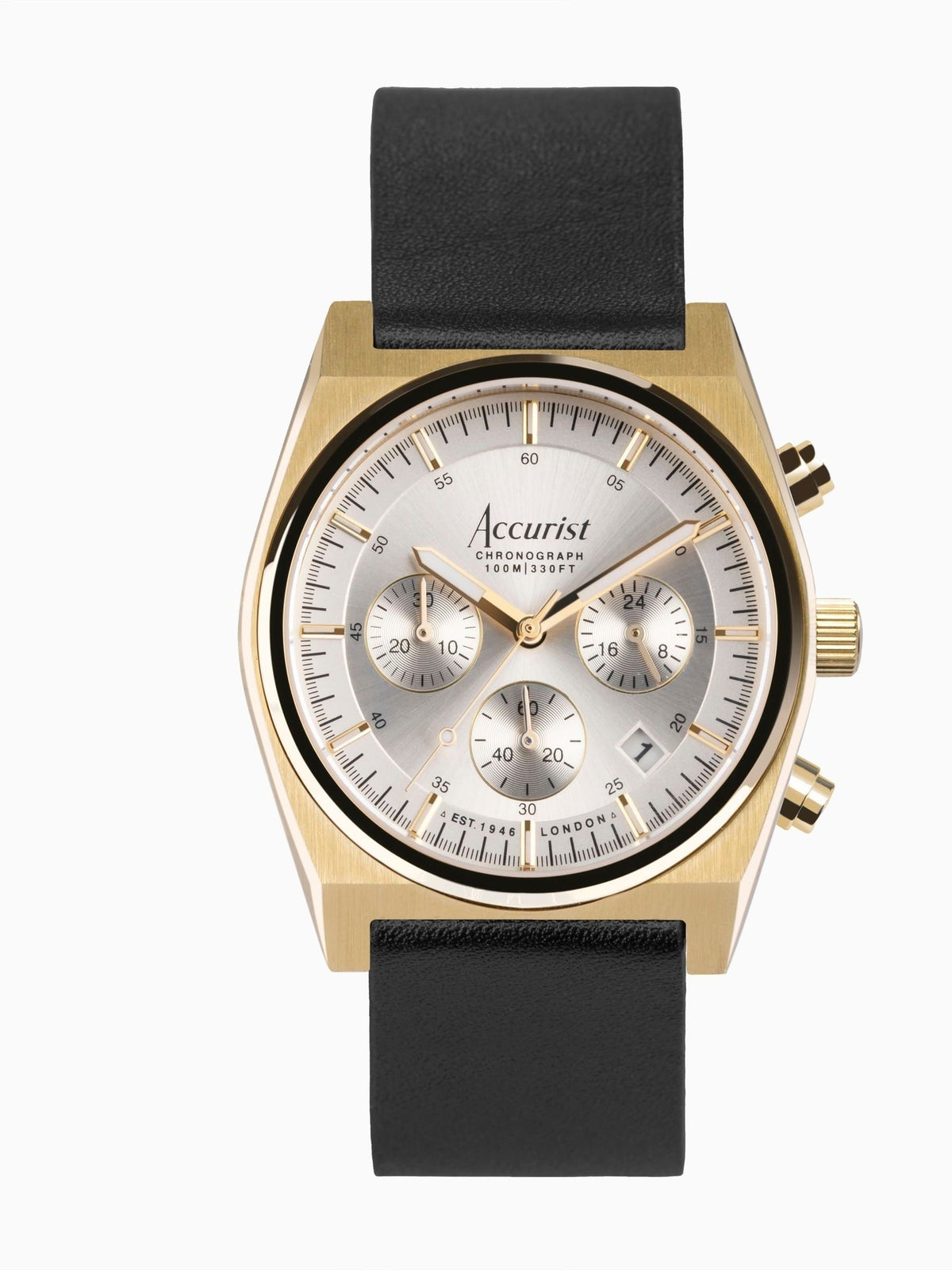 Accurist Black Origin Leather Strap Chronograph Watch - British product