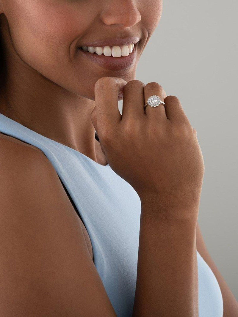 Beaverbrooks silver cubic zirconia double halo ring - British product