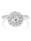 Beaverbrooks silver cubic zirconia double halo ring - British product